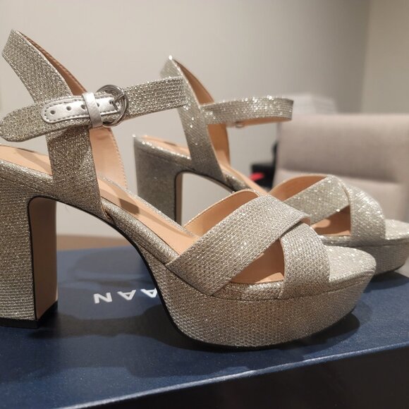 Cole Haan Women's Riannon Platform Sandal silver glitter mesh - Picture 13 of 14